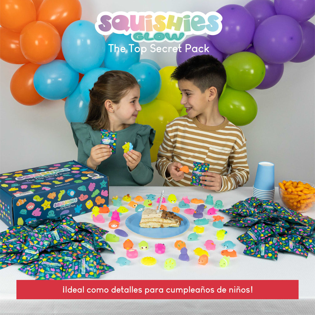 Squishies con brillo en la oscuridad - Pack de 160 detalles de cumpleaños