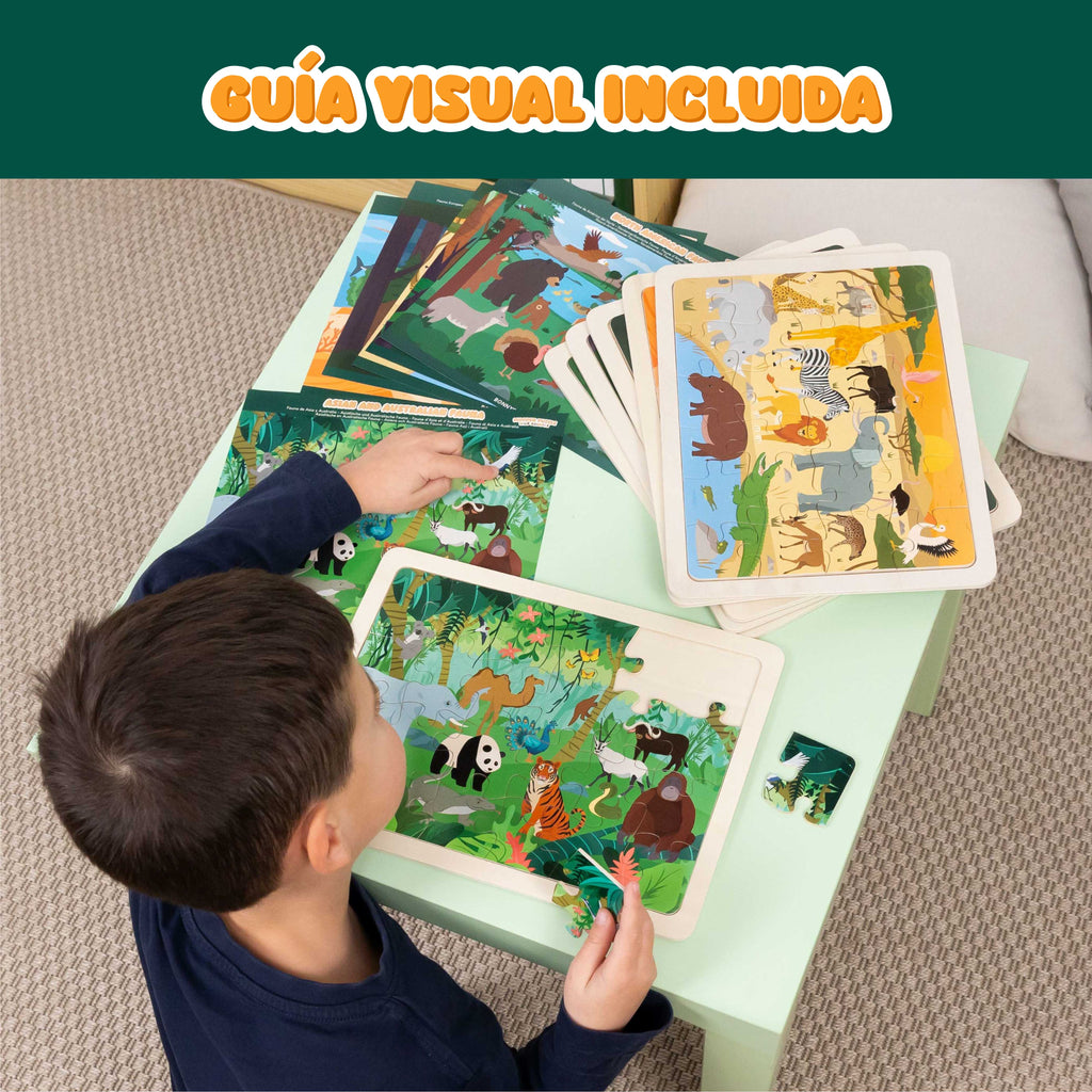 Puzzle de Madera de Animales - Pack de 6