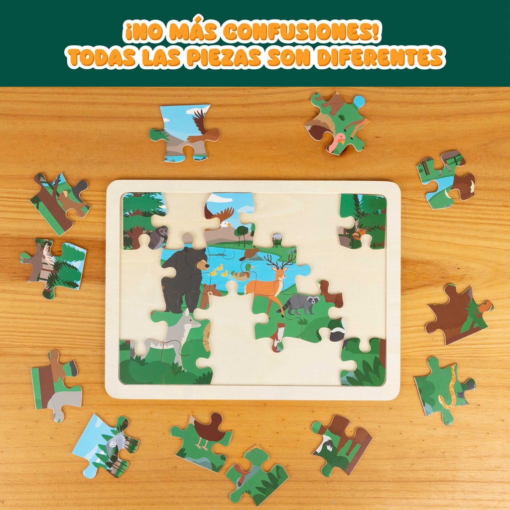 Puzzle de Madera de Animales - Pack de 6