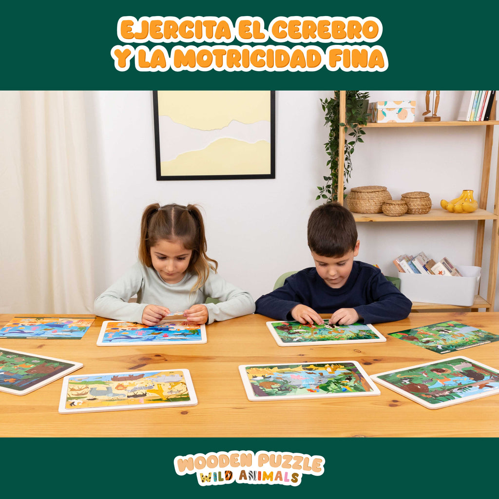 Puzzle de Madera de Animales - Pack de 6