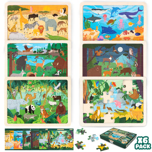 Puzzles de Madera de 24 Piezas con Animales